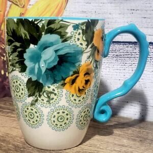 Pioneer Woman 26oz Large Latte Mug - Rose Shadow Teal NWOT